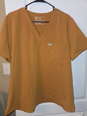 FIGS Women's V-Neck Top in Burnt Orange